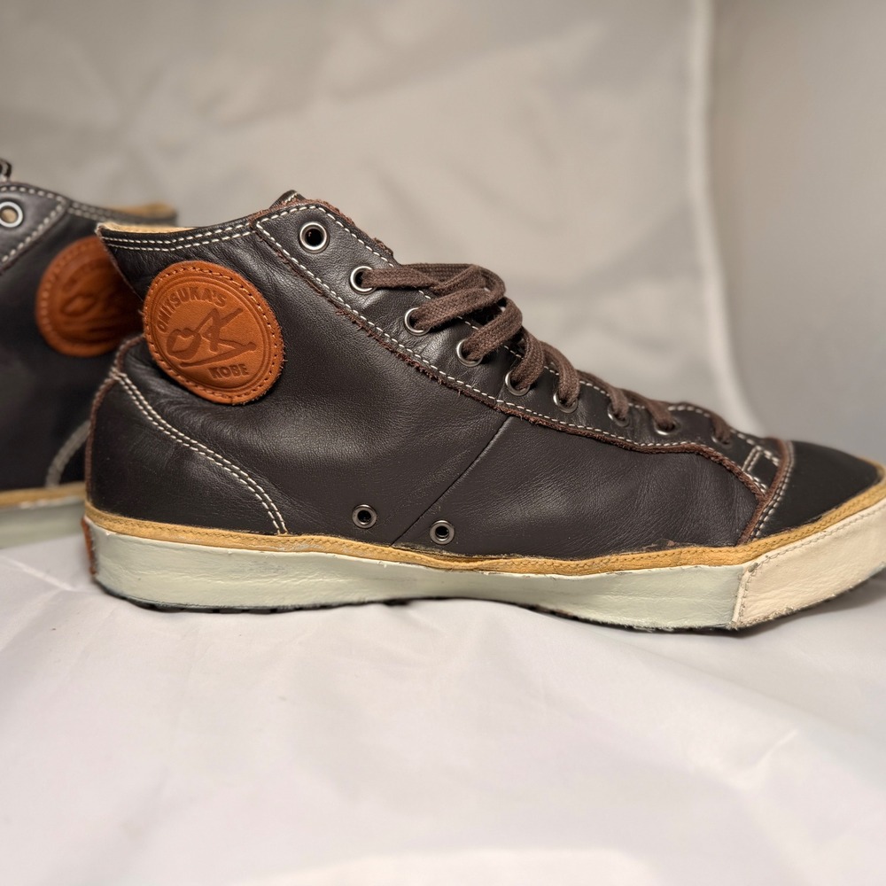 Onitsuka Tiger Sneakers Mens 8 Brown Leather High Top Distressed HL726 Kobe OK - Picture 9 of 12